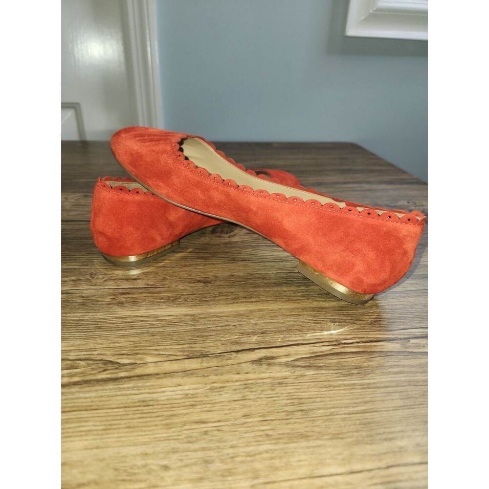 Talbots Women's Slip-on Penelope Scallop Flats leather Suede Orange, Sz 6.5 Med